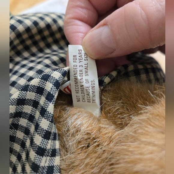 Vtg. Gund Bear Tails lady Ms. Teddy gingham dress, hat, 1985 - Picture 6 of 9